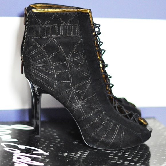 Sam Edelman Queenie Bootie Open-toe Corset Suede shoes heels US Women 9.5 - Picture 9 of 16